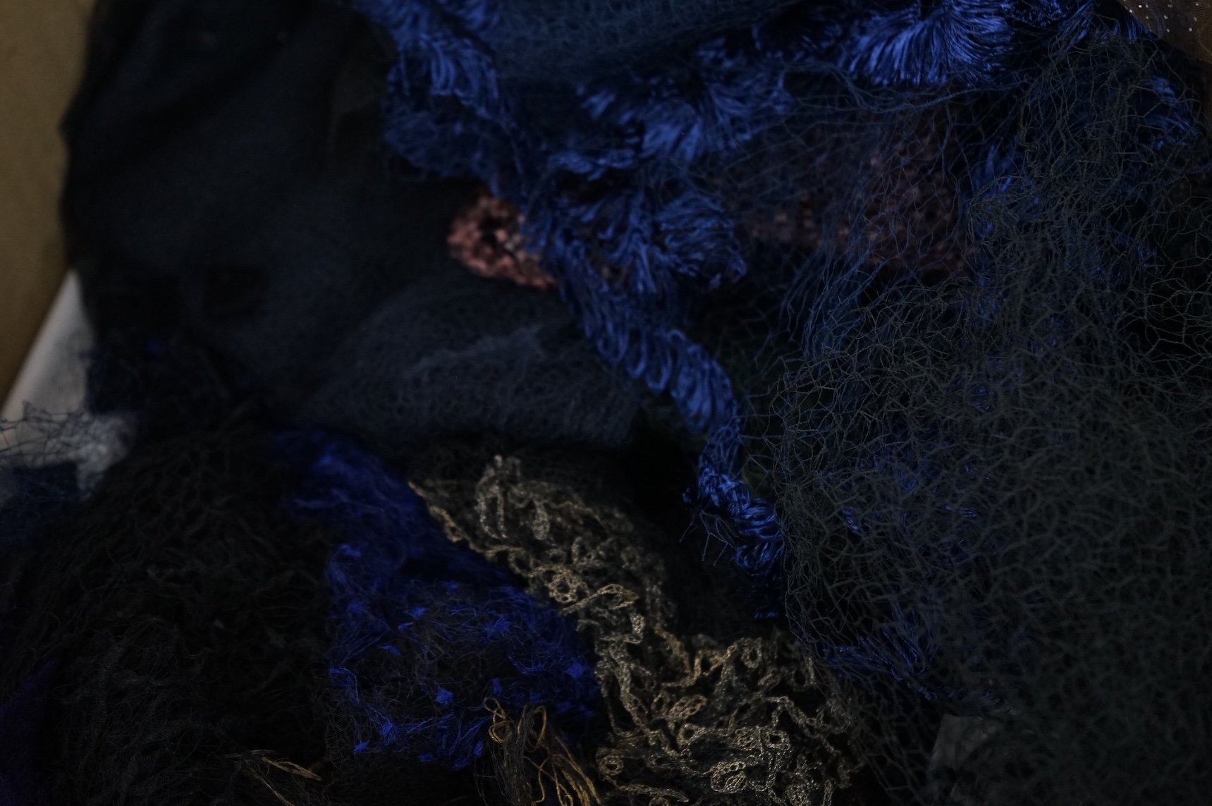 A large collection of hat veiling and netting from the early 20th century to mid 20th century.